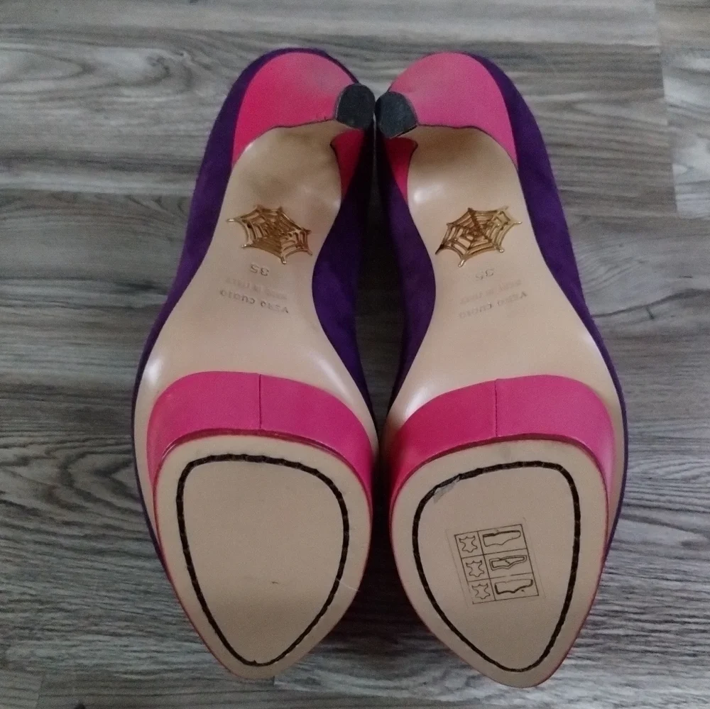 Charlotte Olympia Purple Pink Platform Pumps Heels size 35 US 5